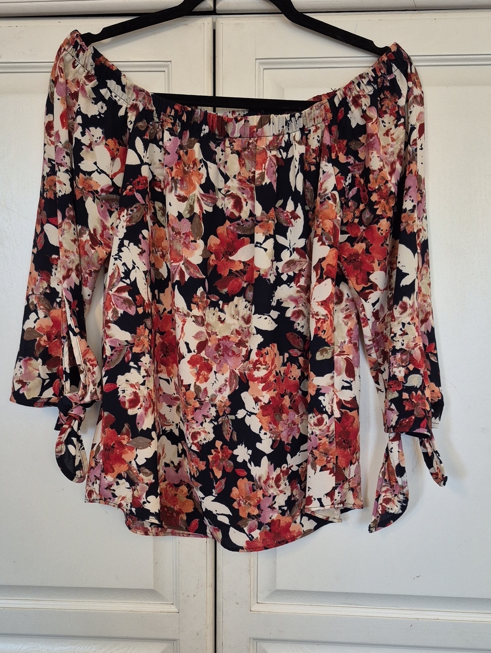 Le Lis Off-Shoulder Floral Blouse Made in USA